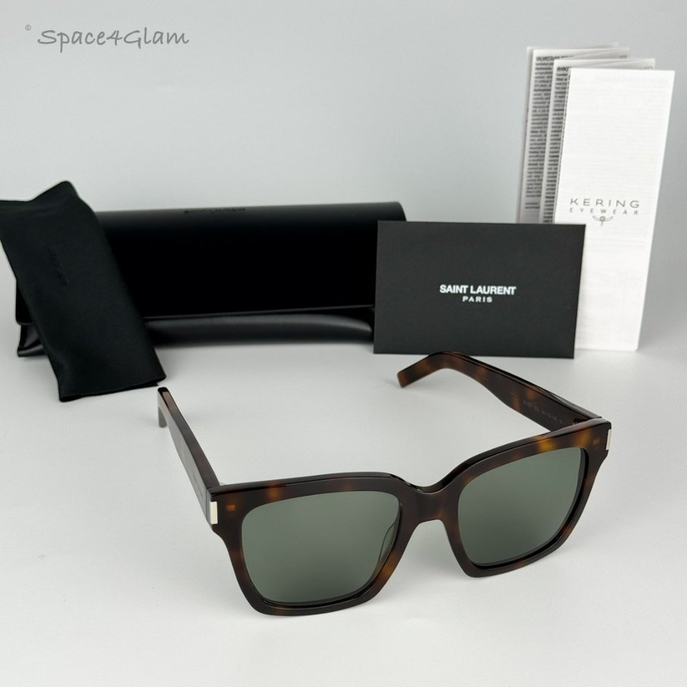 NEW Saint Laurent SL507 002 Havana Green Square Unisex Sunglasses - Picture 5 of 12